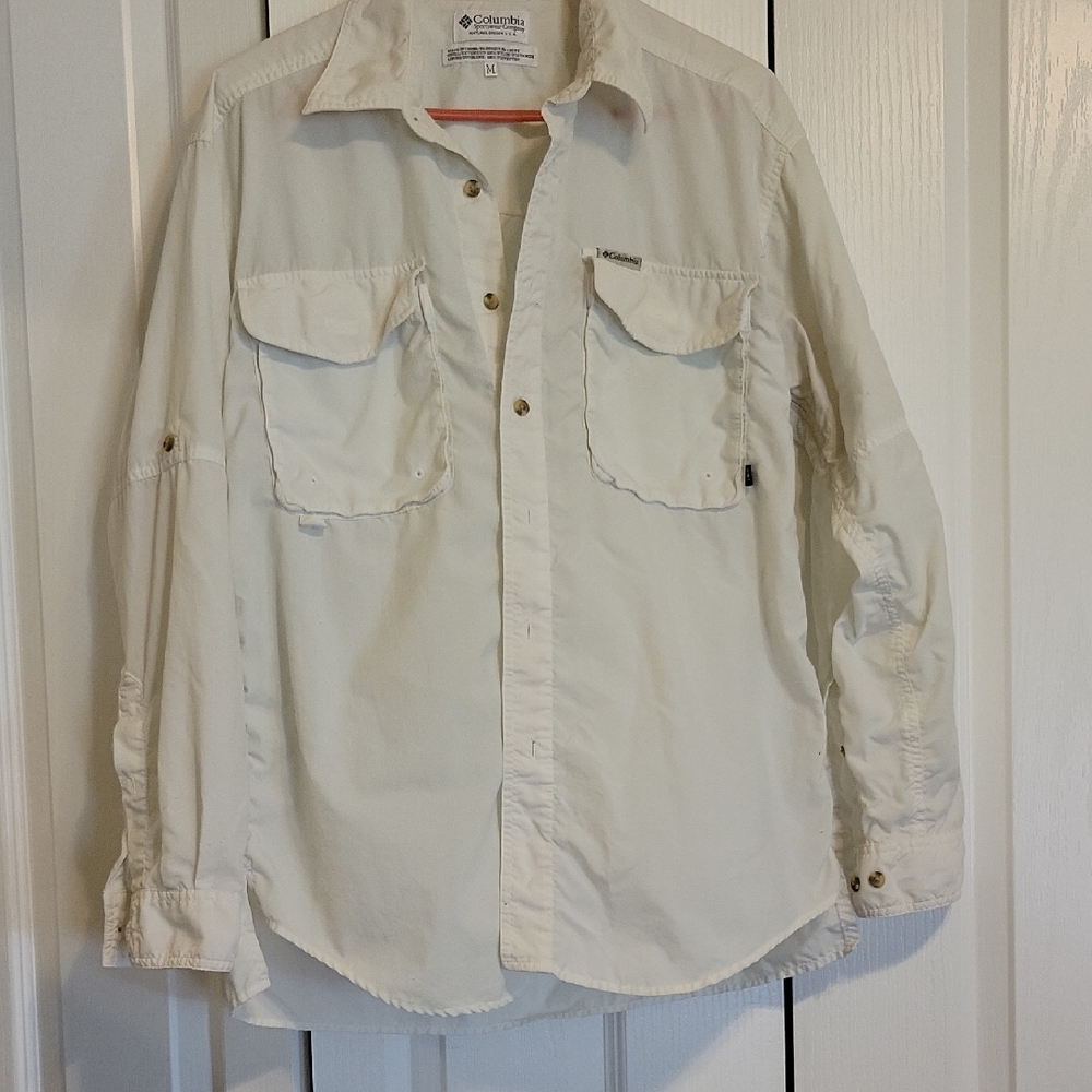 Columbia White Button-Up Shirt